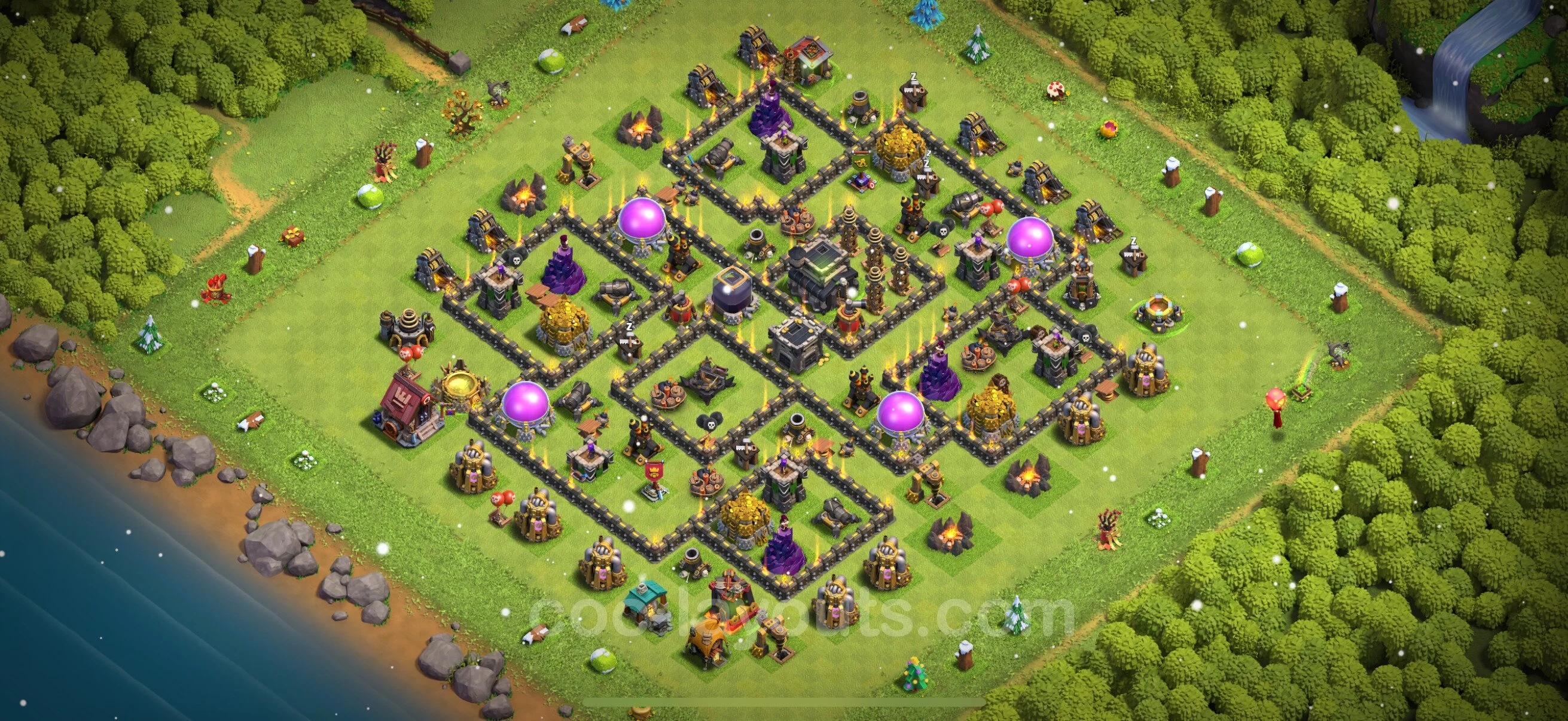 Farming Base TH9 with Link, Anti 3 Stars, Hybrid - plan / layout / design - Clash of Clans - (#265) — Farm TH9