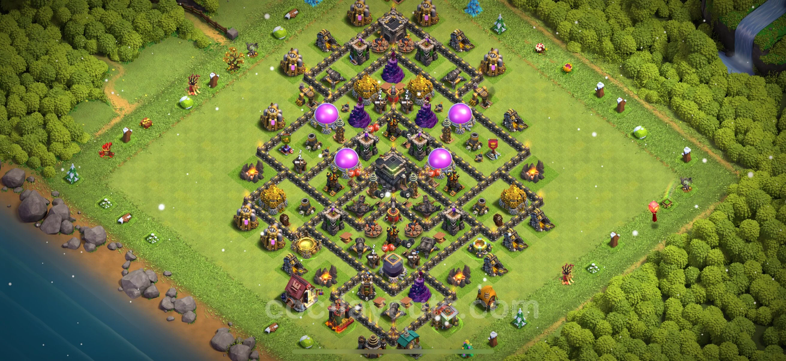 Farming Base TH9 with Link, Hybrid - plan / layout / design - Clash of Clans - (#266) — Farming TH9