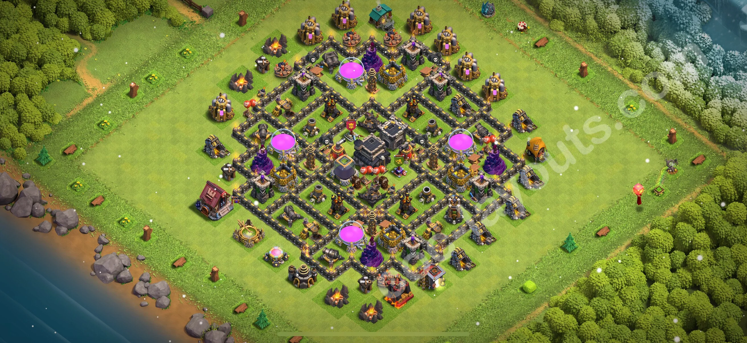 Farming Base TH9 with Link, Anti 2 Stars, Anti Everything - plan / layout / design - Clash of Clans 2026 - (#267) — Farming TH9