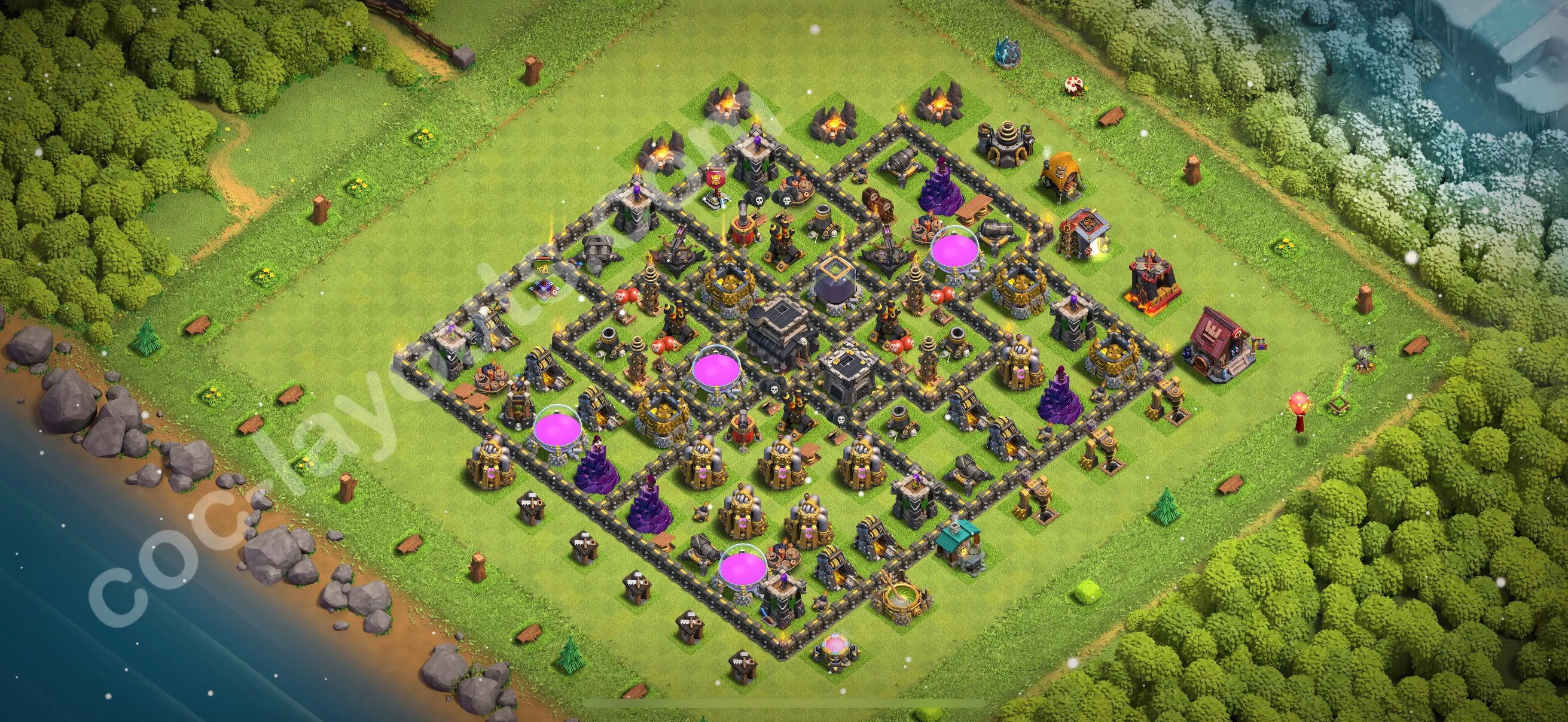 Farming Base TH9 with Link, Anti 3 Stars - plan / layout / design - Clash of Clans 2026 - (#268) — Фарм TH9