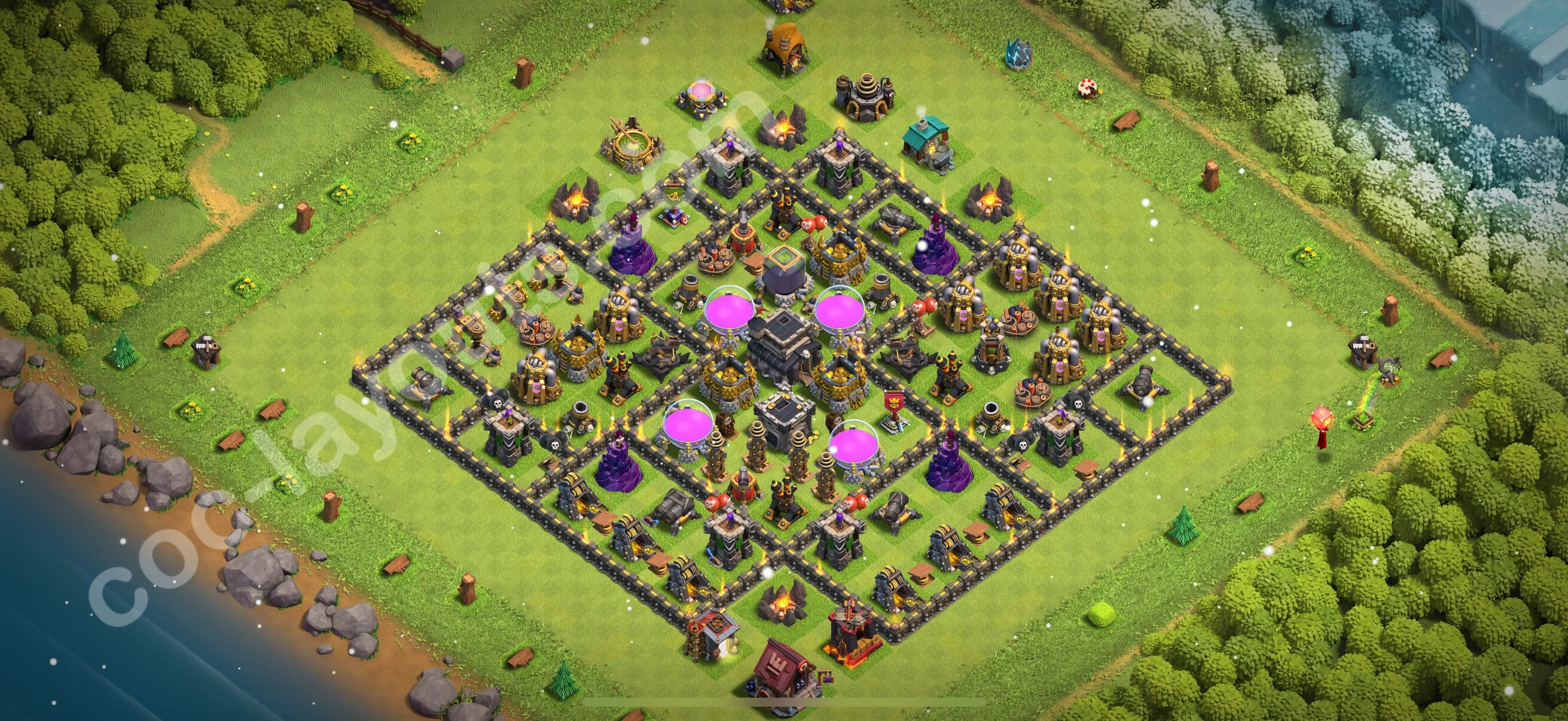 Farming Base TH9 with Link, Anti 3 Stars, Hybrid - plan / layout / design - Clash of Clans 2026 - (#270) — Farming TH9