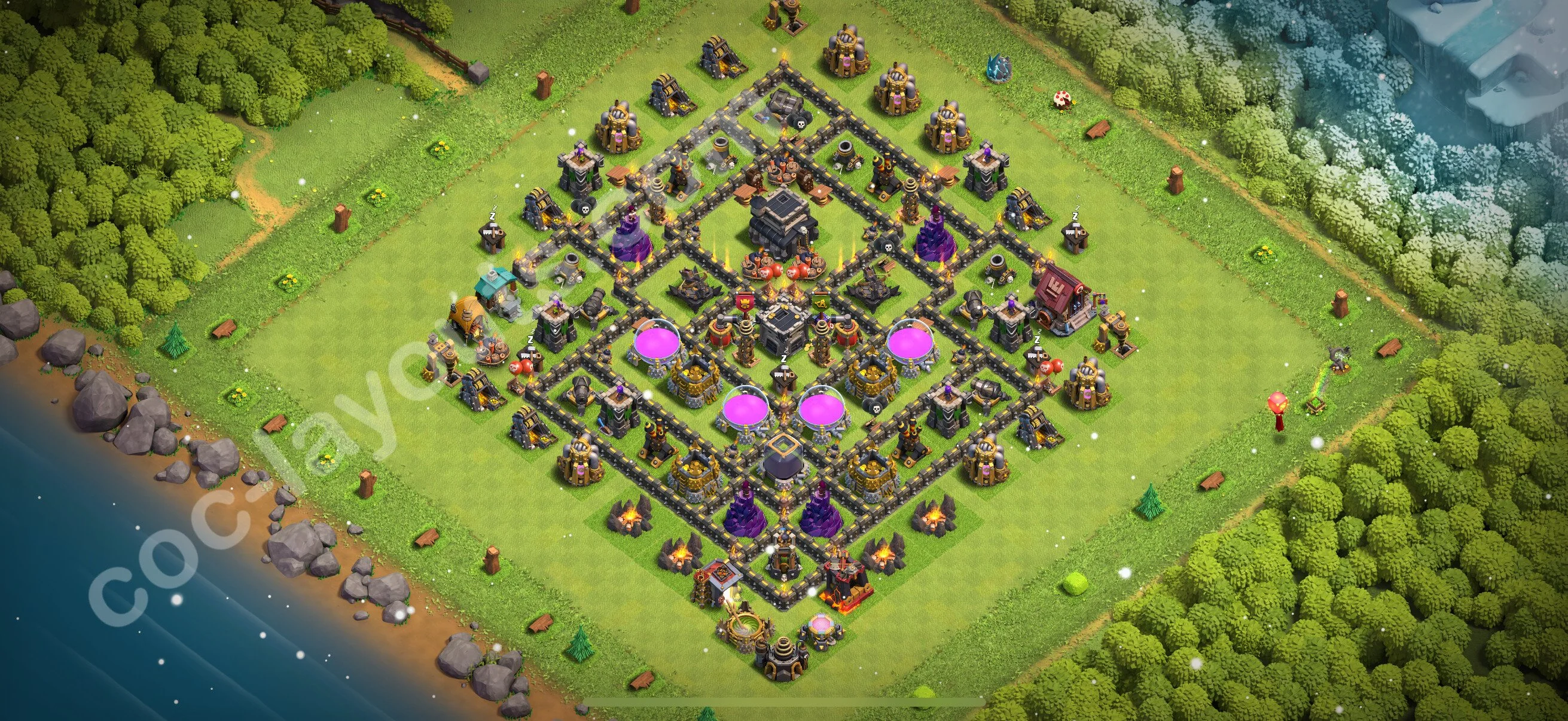 Farming Base TH9 Max Levels with Link, Hybrid - plan / layout / design - Clash of Clans 2026 - (#272) — Farming TH9