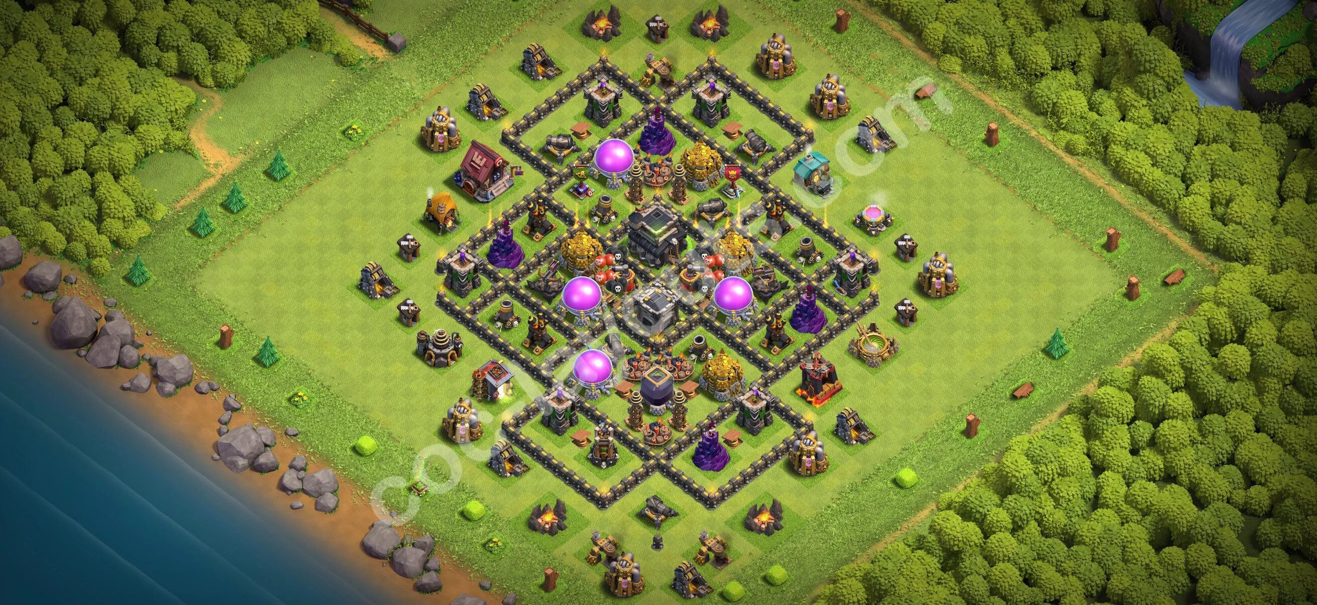 Farming Base TH9 with Link, Anti 3 Stars - plan / layout / design - Clash of Clans 2026 - (#273) — Farm TH9