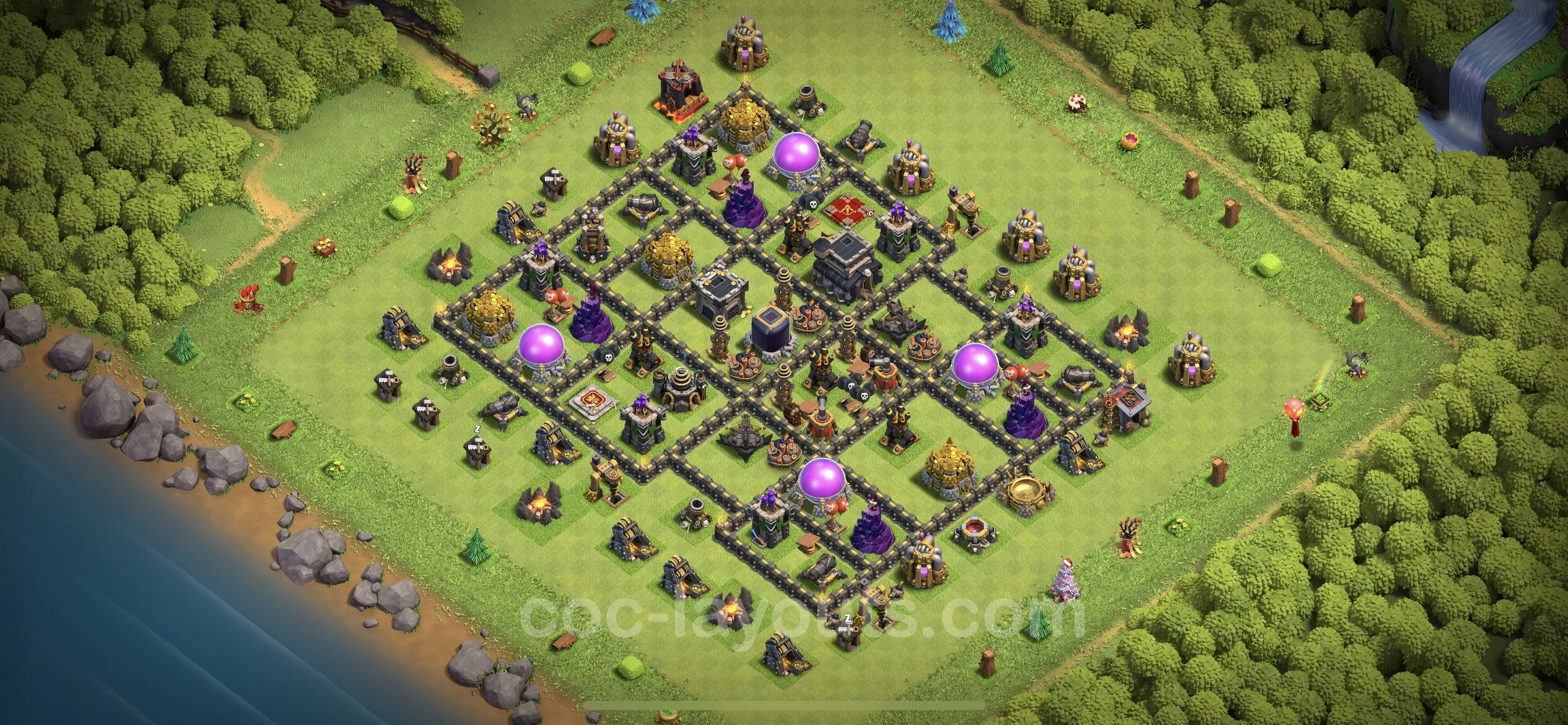 Farming Base TH9 Max Levels with Link, Anti Everything - plan / layout / design - Clash of Clans - (#95)