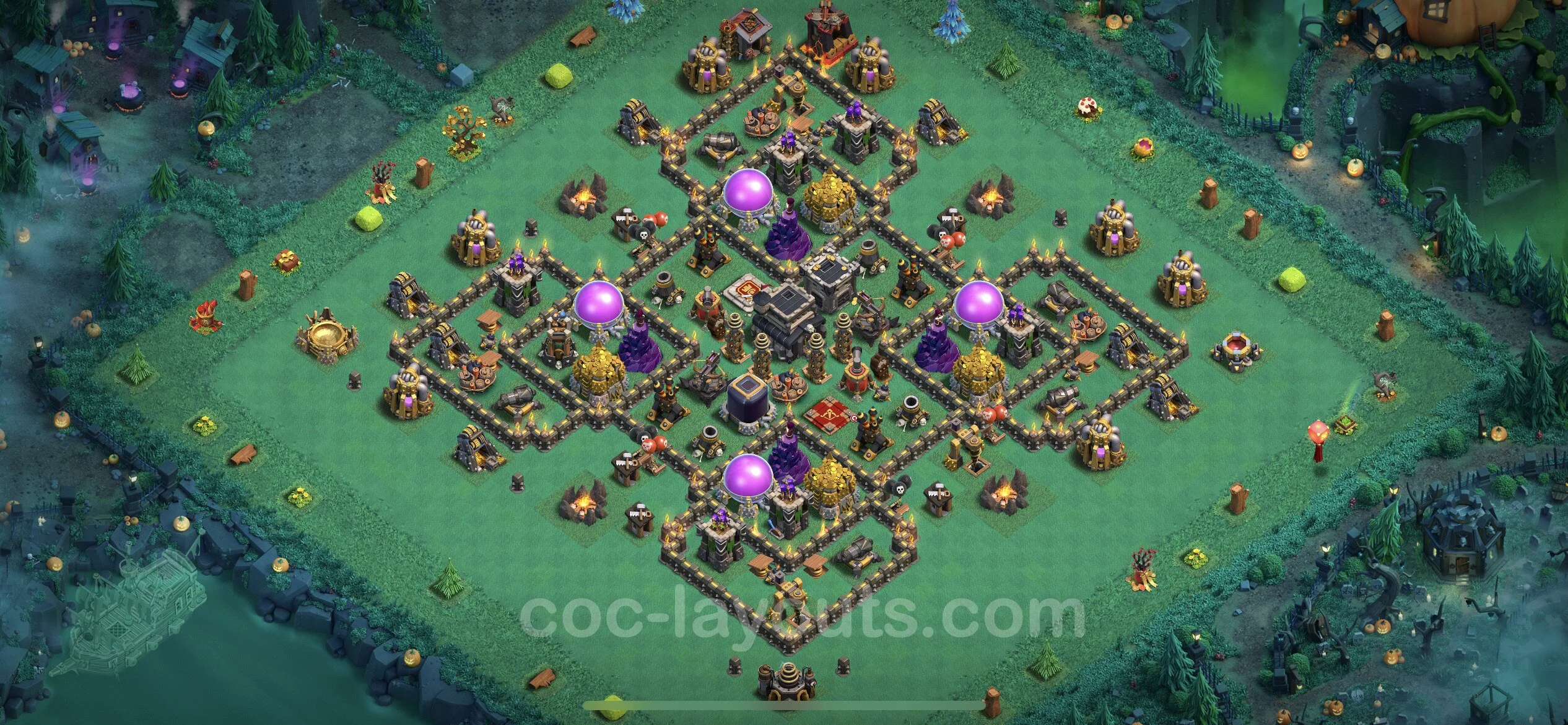 Farming Base TH9 with Link, Anti 3 Stars, Hybrid - plan / layout / design - Clash of Clans - (#97) — Farm TH9