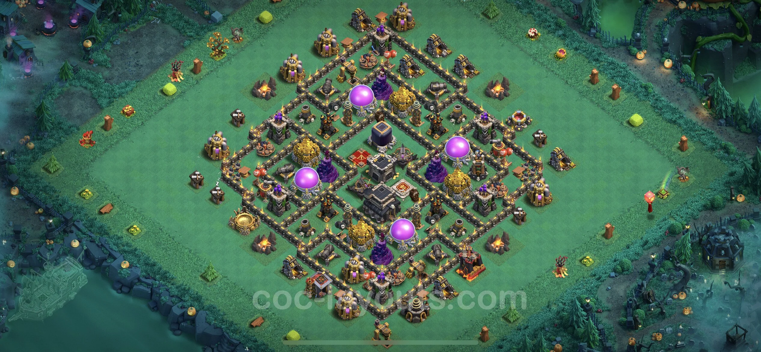 Farming Base TH9 Max Levels with Link, Anti Everything, Hybrid - plan / layout / design - Clash of Clans - (#98)