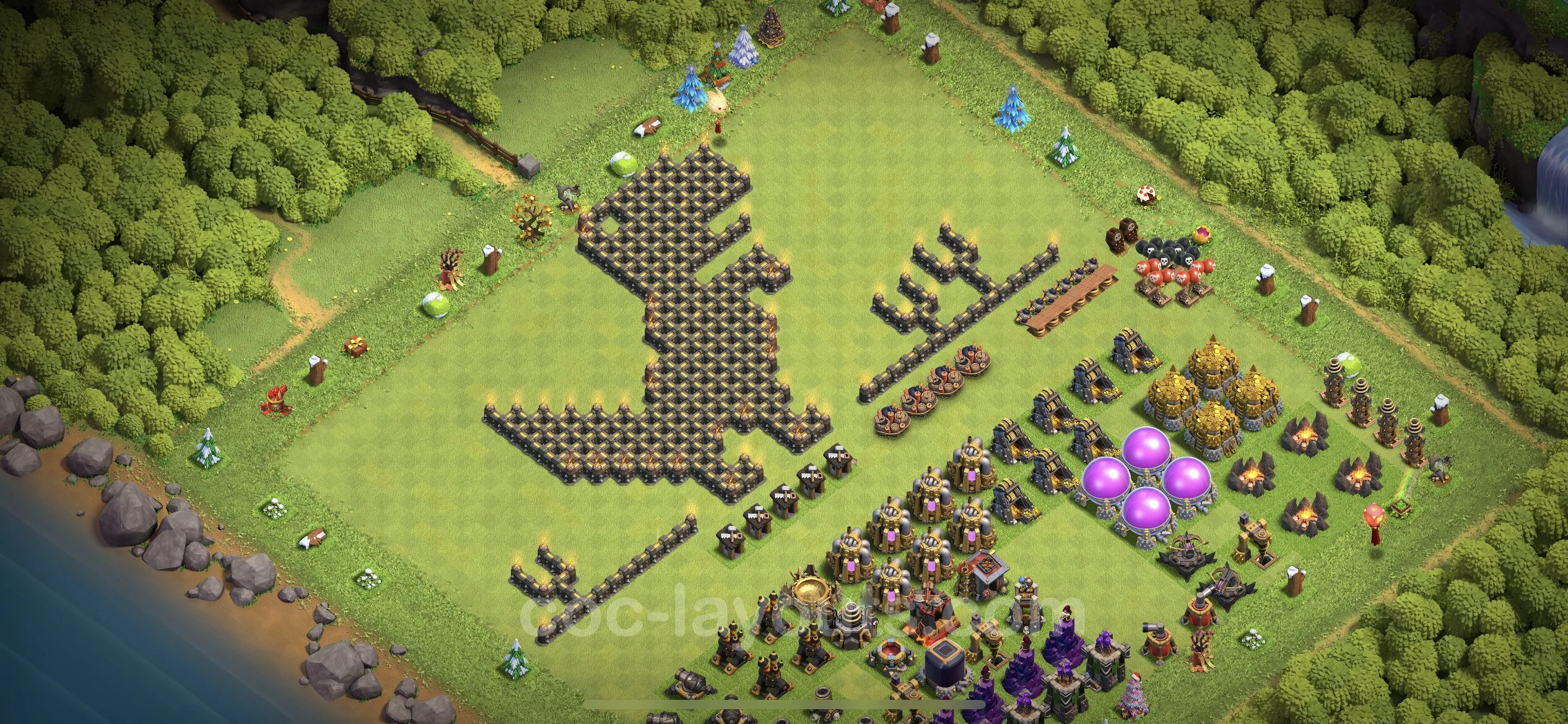 Top Troll Funny Base TH9 with Link - Funny Art Plan - Clash of Clans - (#1)