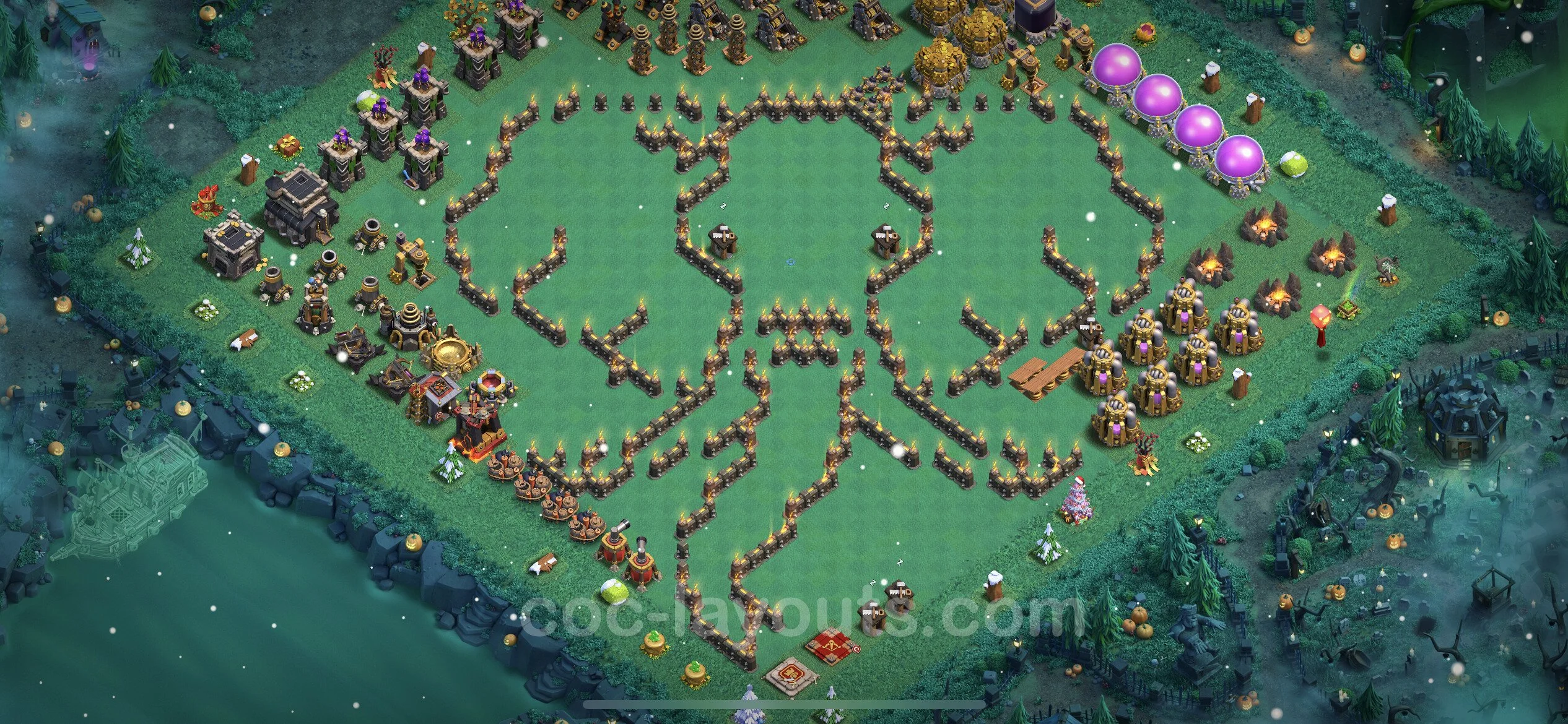 Top Troll Funny Base TH9 with Link - Funny Art Plan - Clash of Clans - (#10) — Plezier TH9