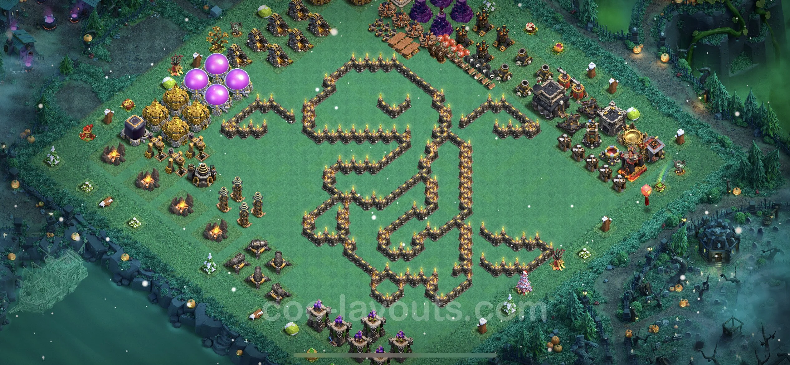 Top Troll Funny Base TH9 with Link - Funny Art Plan - Clash of Clans - (#14) — Plezier TH9