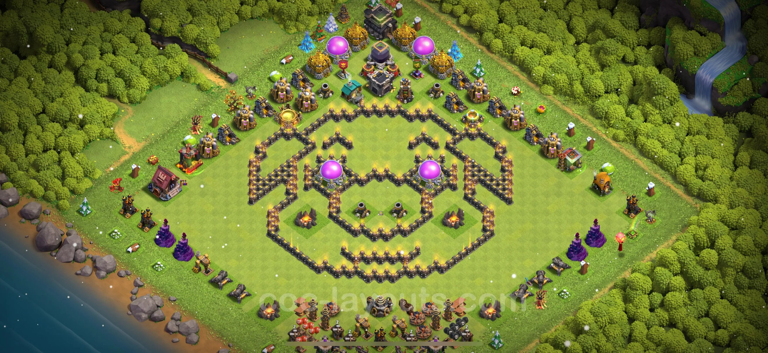 Top Troll Funny Base TH9 with Link - Funny Art Plan - Clash of Clans - (#25) — Spaß TH9