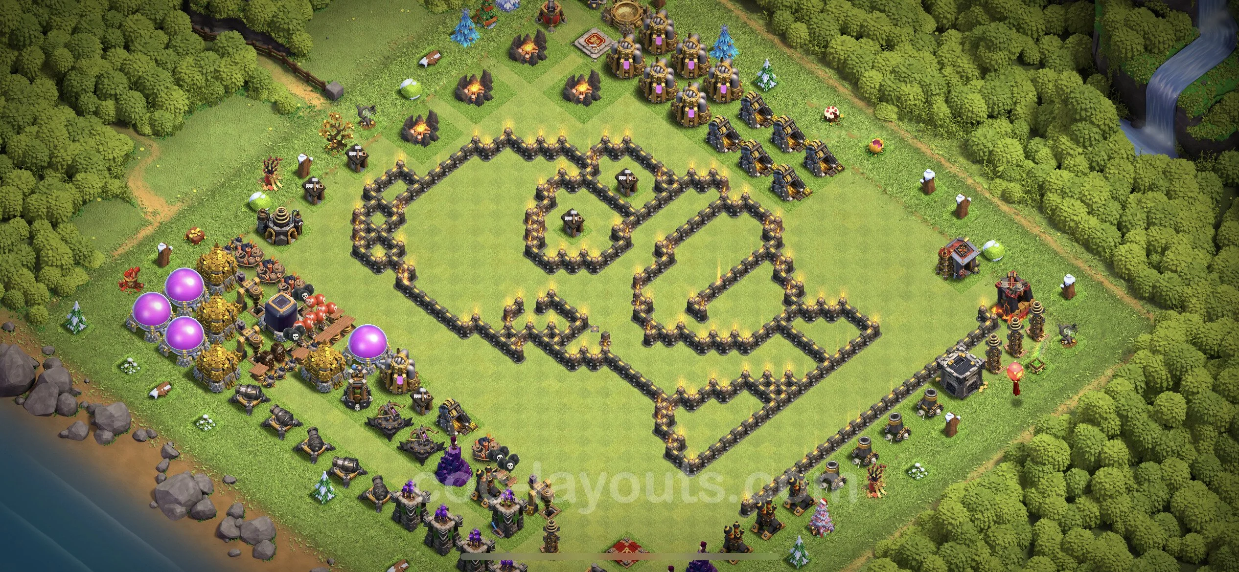 Top Troll Funny Base TH9 with Link - Funny Art Plan - Clash of Clans - (#4)