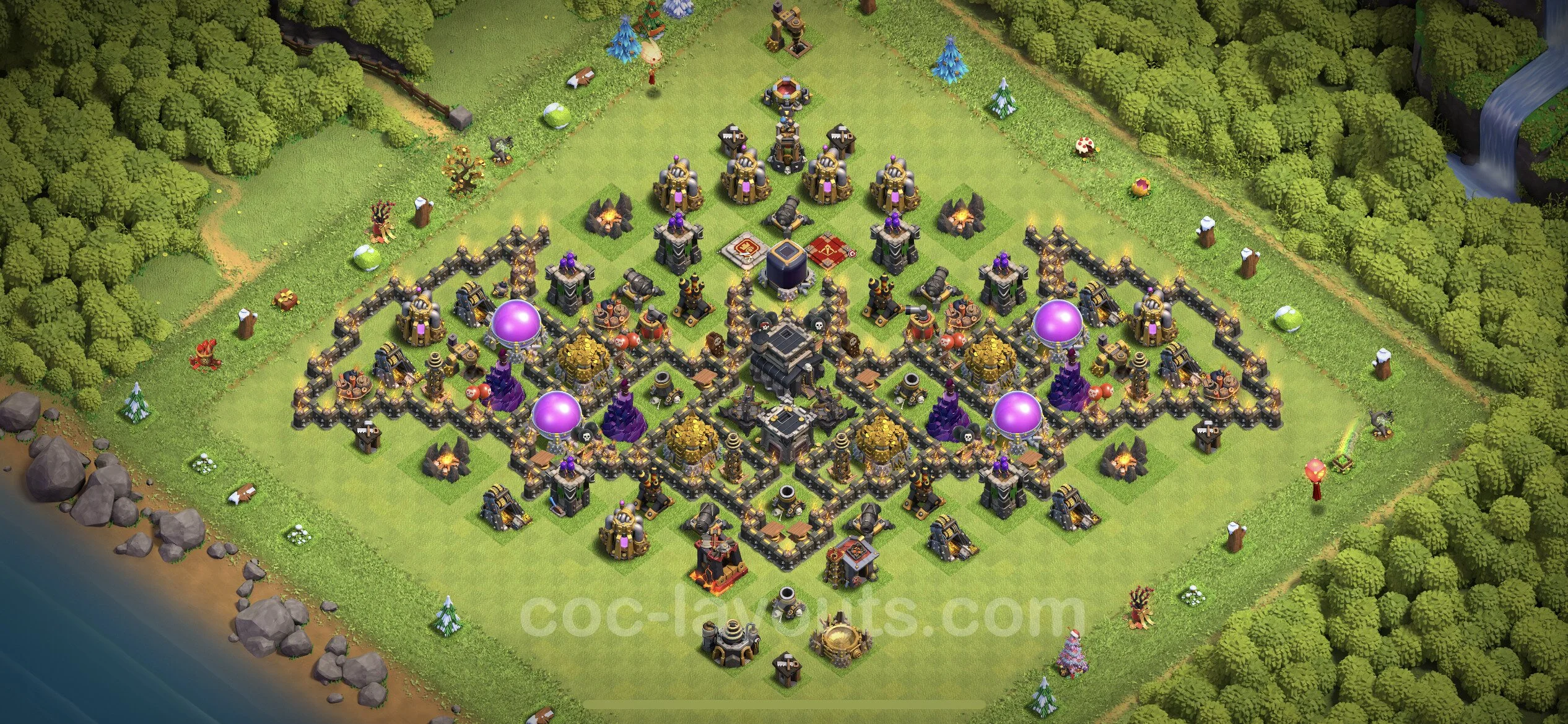 Top Troll Funny Base TH9 with Link - Funny Art Plan - Clash of Clans - (#5)