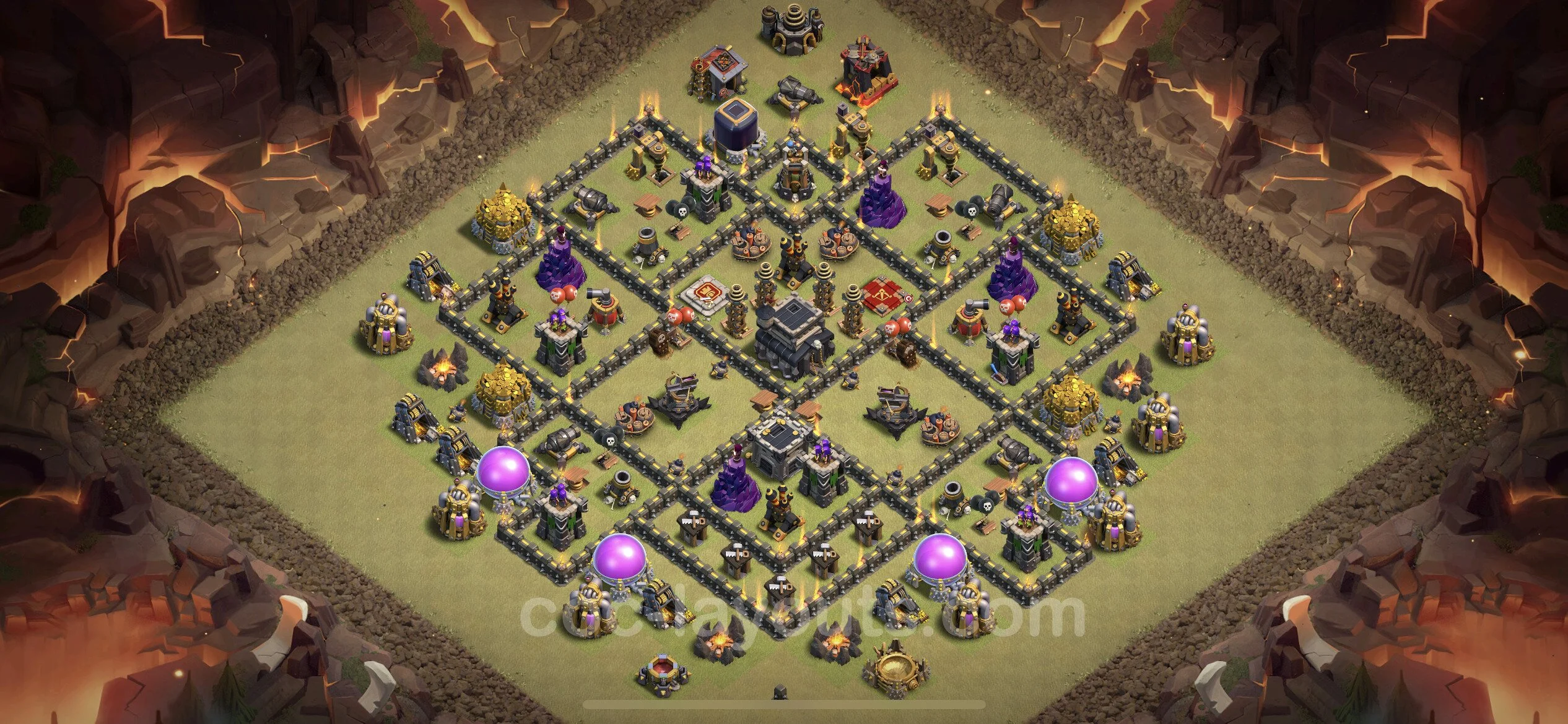 Top War Base TH9 with Link, Anti 3 Stars, Anti Everything - CWL Defence Plan - Clash of Clans - (#102) — Krieg BH9