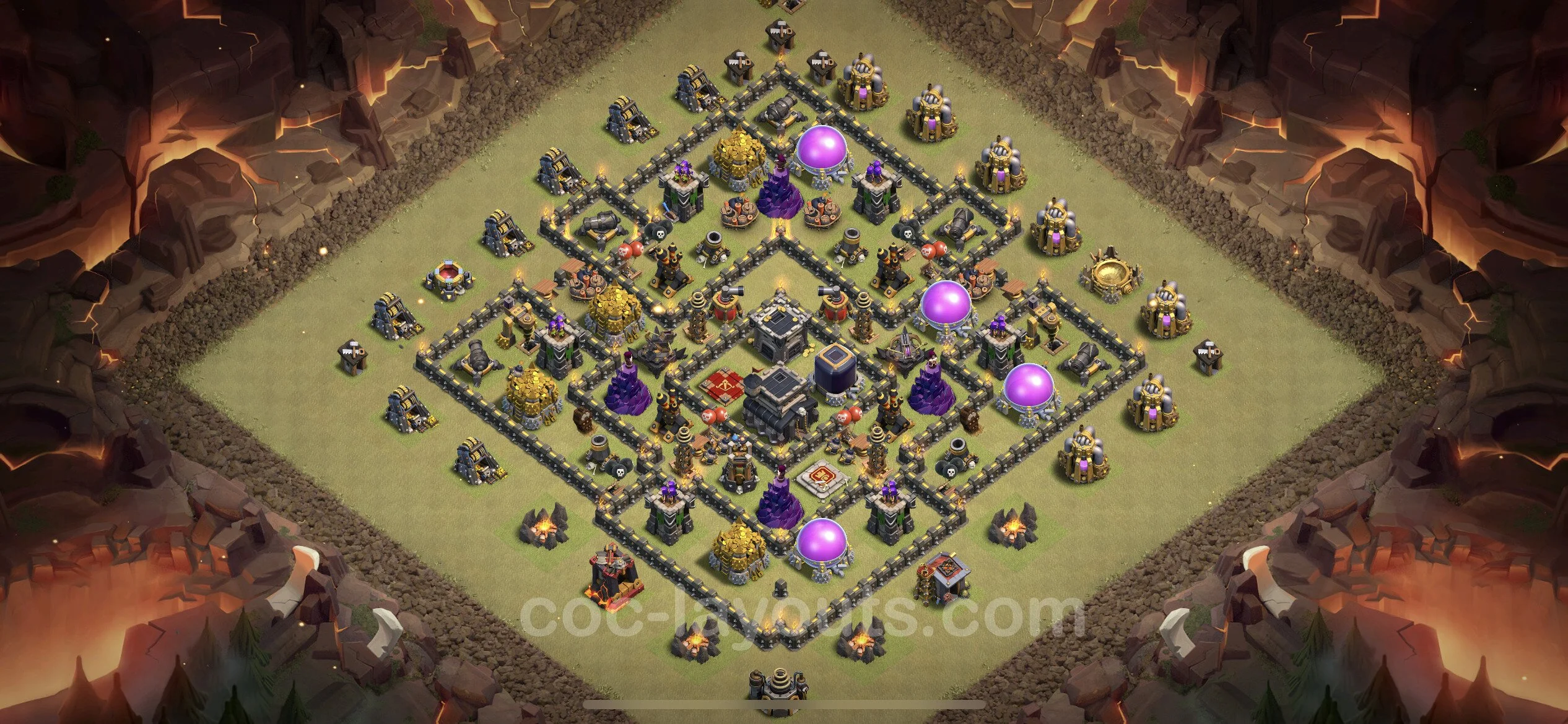 Top War Base TH9 with Link, Anti Everything, Hybrid - CWL Defence Plan - Clash of Clans - (#14) — Oorlog BH9