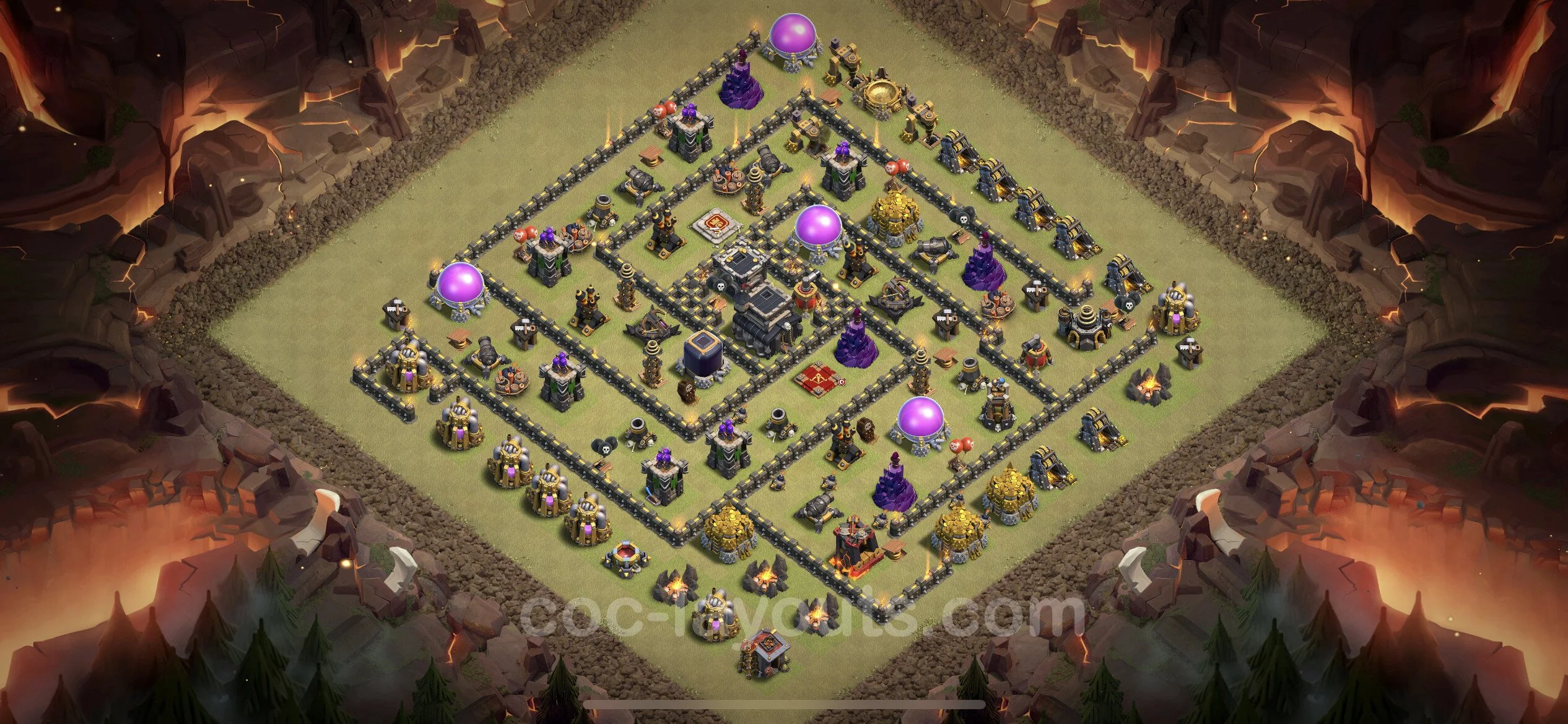 Top War Base TH9 with Link, Anti Everything - Max Levels CWL Plan - Clash of Clans - (#2)