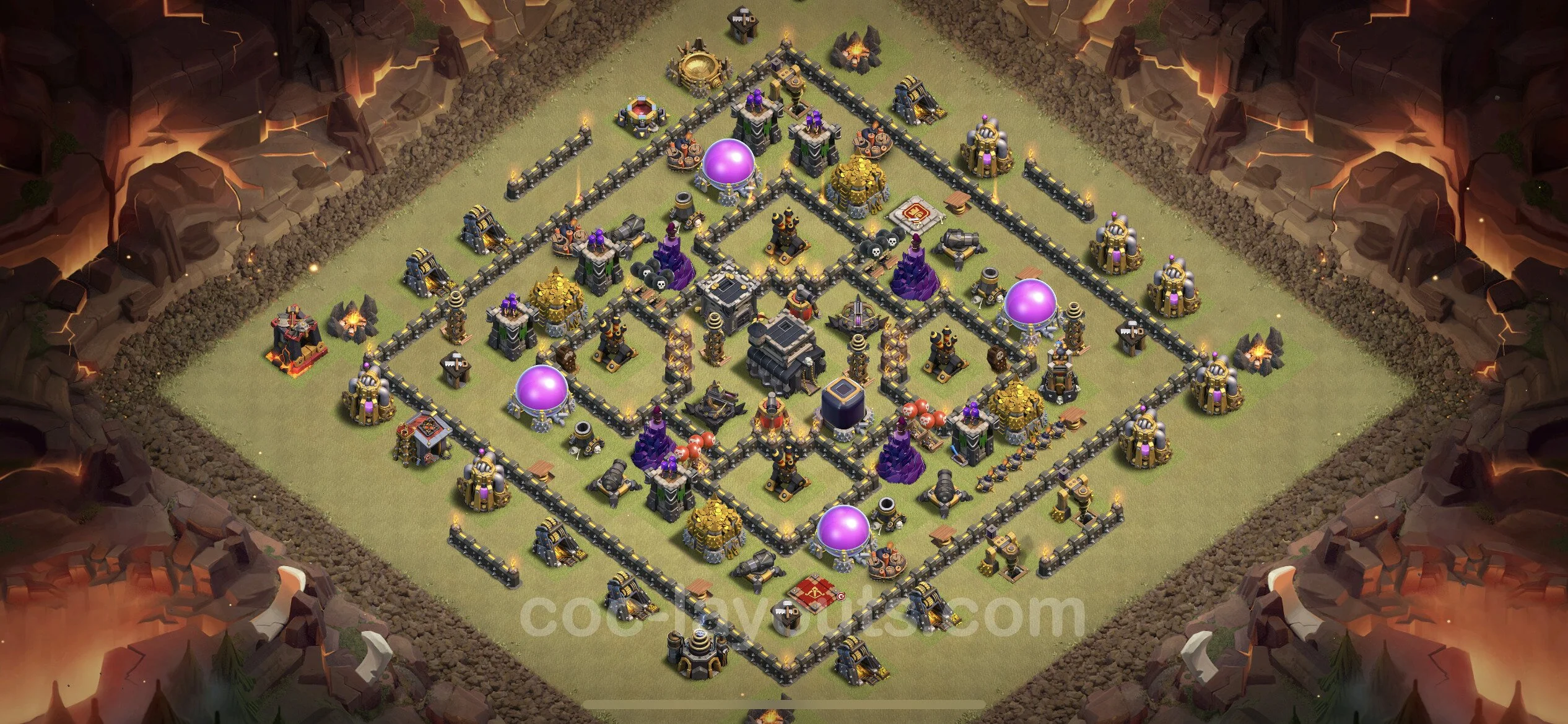 Top War Base TH9 with Link, Anti Everything, Hybrid - Max Levels CWL Plan - Clash of Clans - (#26) — 战争 BH9