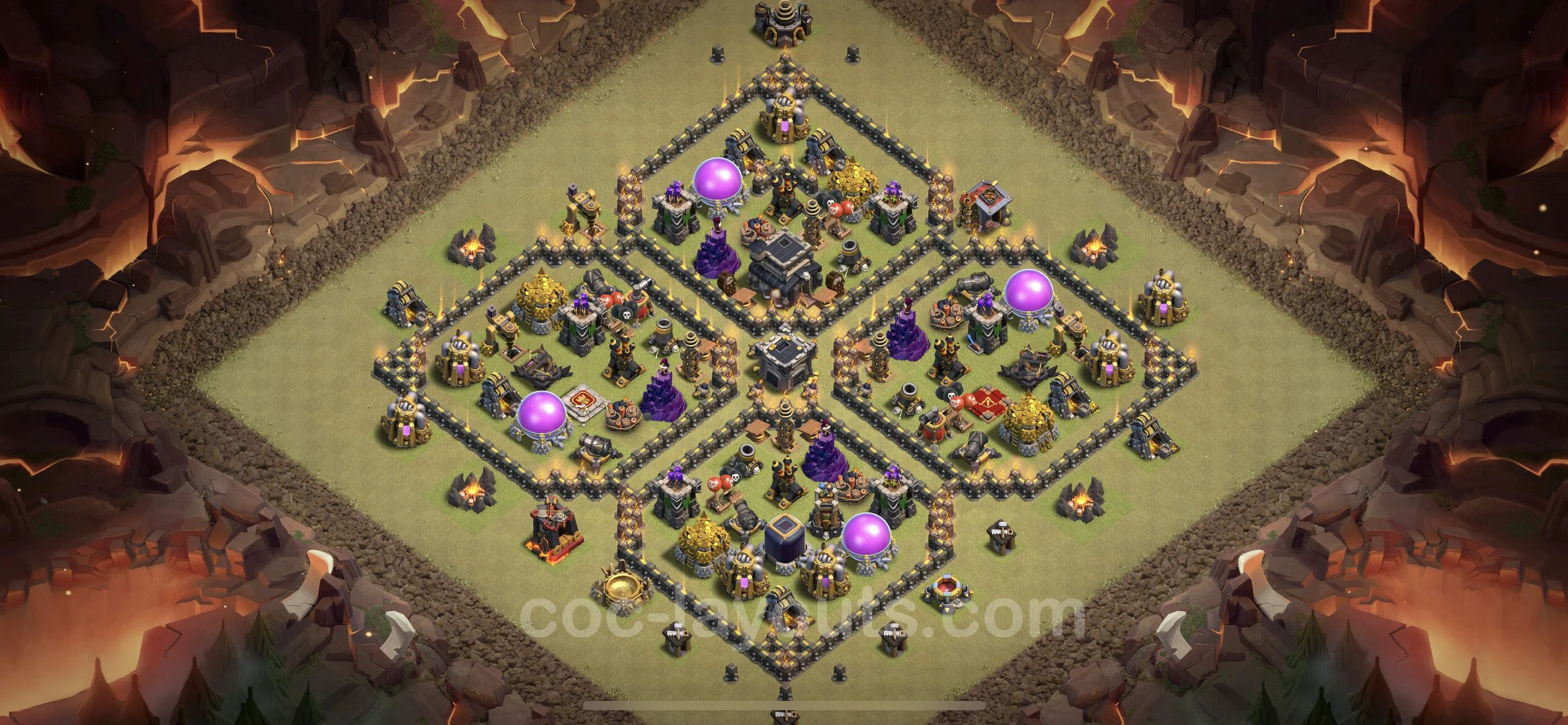 Top War Base TH9 with Link, Anti Air / Dragon, Hybrid - Max Levels CWL Plan - Clash of Clans - (#31) — Guerra BH9