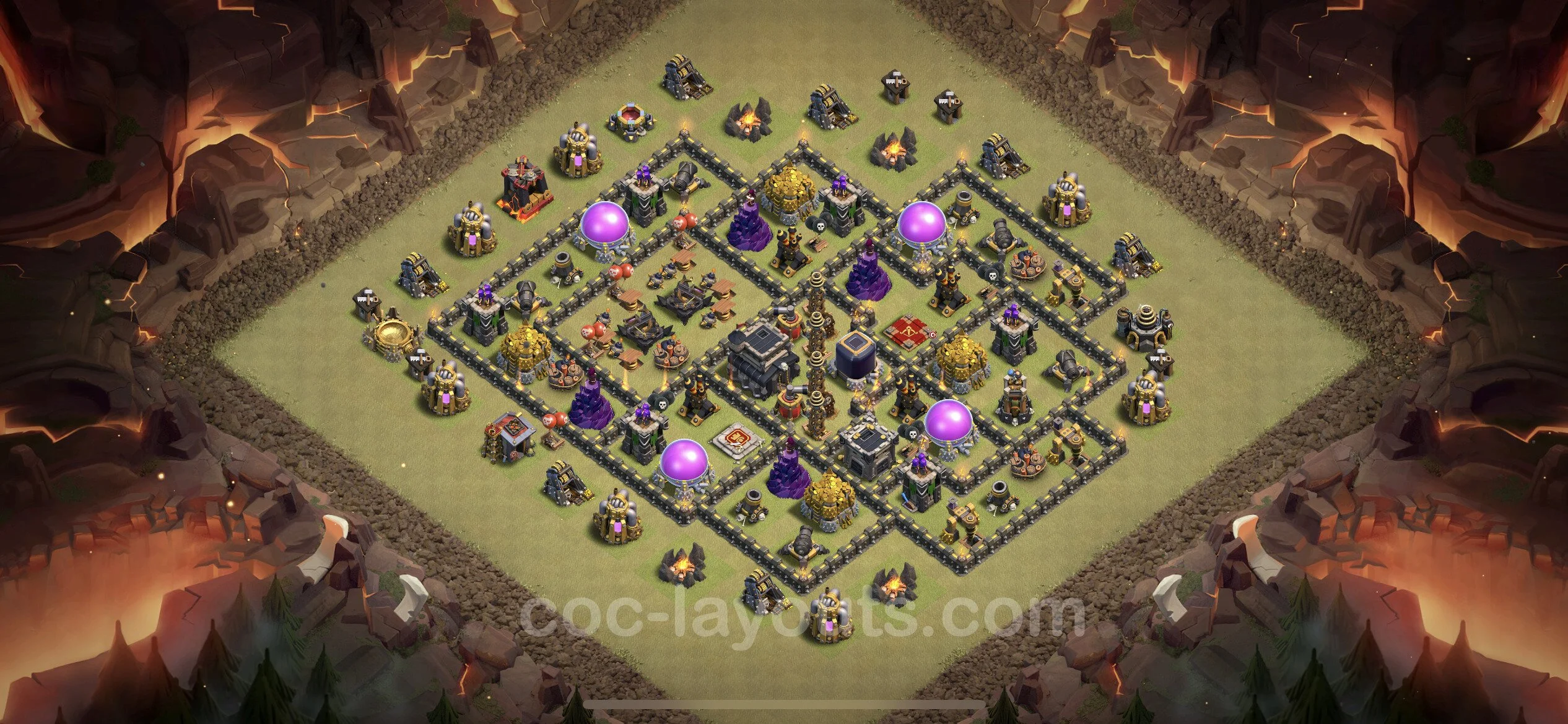 Top War Base TH9 with Link, Hybrid - Anti 2 Stars CWL Plan - Clash of Clans - (#73) — Guerra BH9