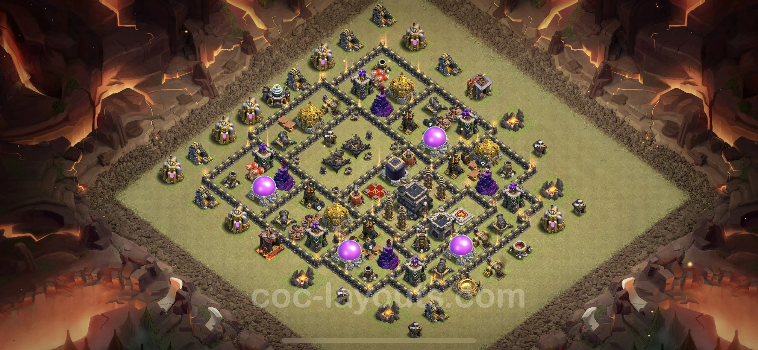 Top War Base TH9 with Link, Anti Air / Dragon - Anti 3 Stars CWL Plan - Clash of Clans - (#74) — 战争 BH9