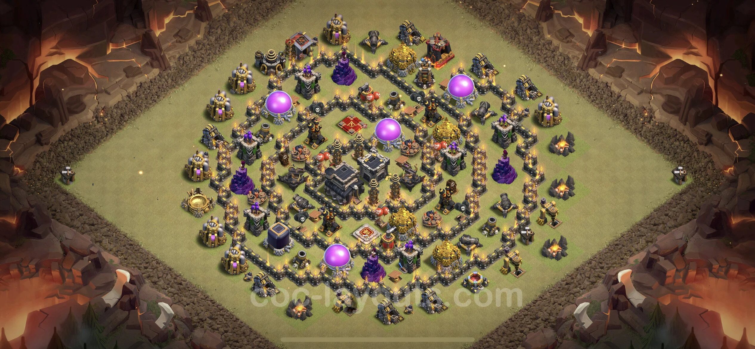 Top War Base TH9 with Link, Anti 3 Stars, Hybrid - CWL Defence Plan - Clash of Clans - (#90) — Krieg BH9